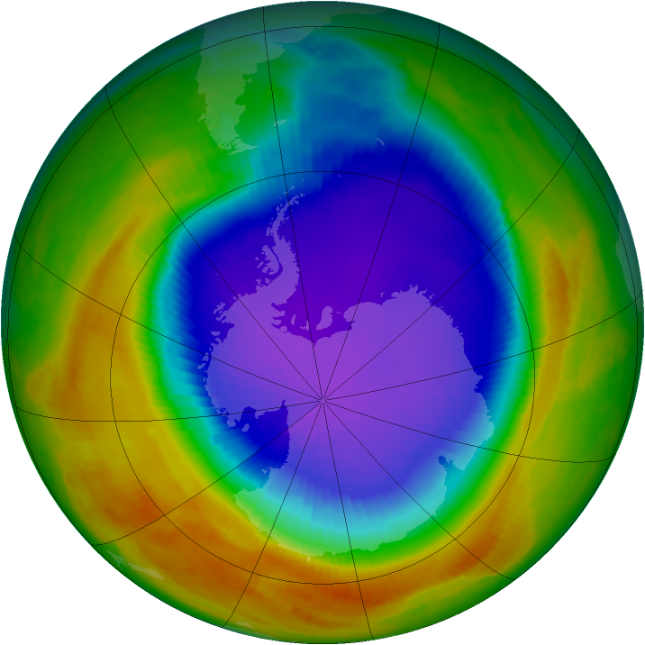 Antarctic ozone map for 09 October 2000